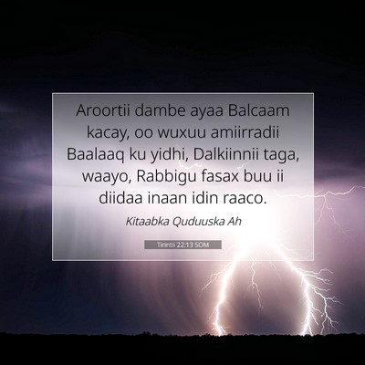 Picture 07 - Tirintii 22:13 SOM - Aroortii dambe ayaa Balcaam kacay, oo wuxuu - Bible Verse Picture