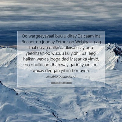 Picture 07 - Tirintii 22:5 SOM - Oo wargeeyayaal buu u diray Balcaam ina Becoor oo - Bible Verse Picture