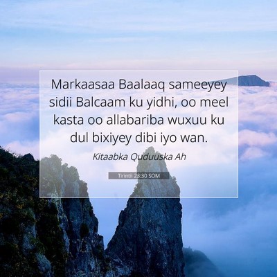 Picture 07 - Tirintii 23:30 SOM - Markaasaa Baalaaq sameeyey sidii Balcaam ku - Bible Verse Picture
