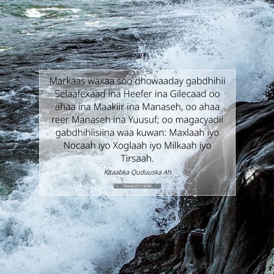 Picture 07 - Tirintii 27:1 SOM - Markaas waxaa soo dhowaaday gabdhihii Selaafexaad - Bible Verse Picture