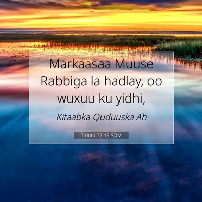 Picture 07 - Tirintii 27:15 SOM - Markaasaa Muuse Rabbiga la hadlay, oo wuxuu ku - Bible Verse Picture