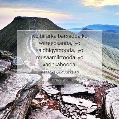 Picture 07 - Tirintii 3:37 SOM - iyo tiirarka barxadda ku wareegsanna, iyo - Bible Verse Picture