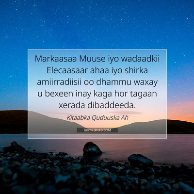 Picture 07 - Tirintii 31:13 SOM - Markaasaa Muuse iyo wadaadkii Elecaasaar ahaa iyo - Bible Verse Picture