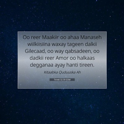 Picture 07 - Tirintii 32:39 SOM - Oo reer Maakiir oo ahaa Manaseh wiilkiisiina - Bible Verse Picture