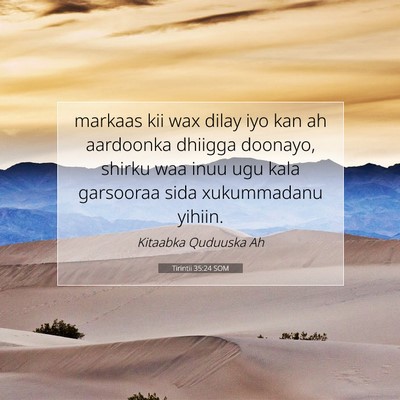 Picture 07 - Tirintii 35:24 SOM - markaas kii wax dilay iyo kan ah aardoonka - Bible Verse Picture