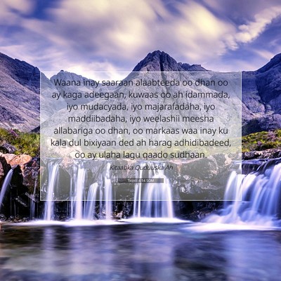 Picture 07 - Tirintii 4:14 SOM - Waana inay saaraan alaabteeda oo dhan oo ay kaga - Bible Verse Picture