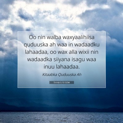 Picture 07 - Tirintii 5:10 SOM - Oo nin walba waxyaalihiisa quduuska ah waa in - Bible Verse Picture