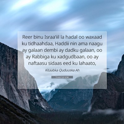 Picture 07 - Tirintii 5:6 SOM - Reer binu Israa'iil la hadal oo waxaad ku - Bible Verse Picture