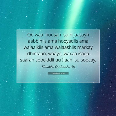 Picture 07 - Tirintii 6:7 SOM - Oo waa inuusan isu nijaasayn aabbihiis ama - Bible Verse Picture