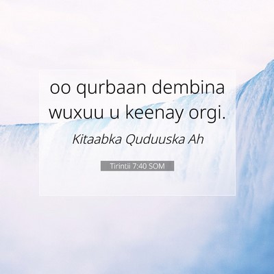 Picture 07 - Tirintii 7:40 SOM - oo qurbaan dembina wuxuu u keenay - Bible Verse Picture