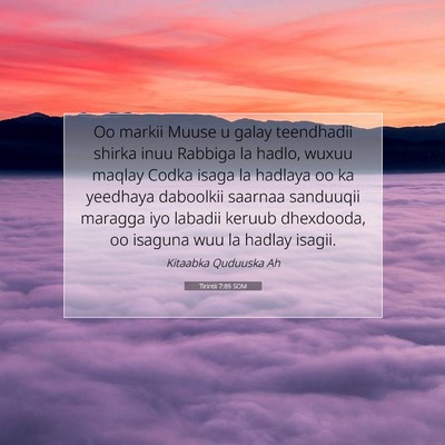 Picture 07 - Tirintii 7:89 SOM - Oo markii Muuse u galay teendhadii shirka inuu - Bible Verse Picture