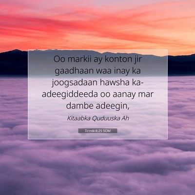 Picture 07 - Tirintii 8:25 SOM - Oo markii ay konton jir gaadhaan waa inay ka - Bible Verse Picture