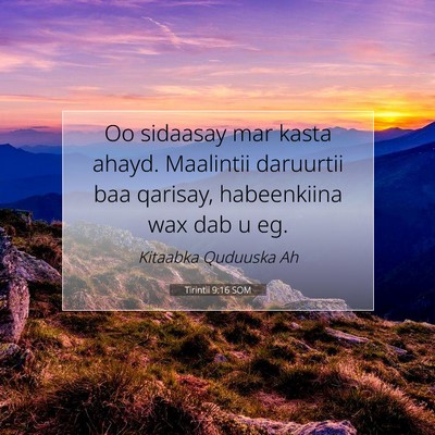 Picture 07 - Tirintii 9:16 SOM - Oo sidaasay mar kasta ahayd. Maalintii daruurtii - Bible Verse Picture