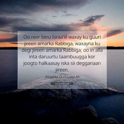 Picture 07 - Tirintii 9:18 SOM - Oo reer binu Israa'iil waxay ku guuri jireen - Bible Verse Picture