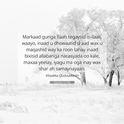 Picture 07 - Wacdiyahii 5:1 SOM - Markaad guriga Ilaah tegaysid is-ilaali, waayo, - Bible Verse Picture