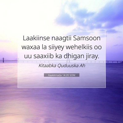 Picture 07 - Xaakinnada 14:20 SOM - Laakiinse naagtii Samsoon waxaa la siiyey - Bible Verse Picture