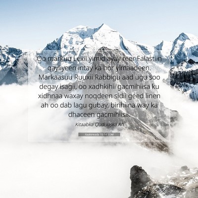 Picture 07 - Xaakinnada 15:14 SOM - Oo markuu Lexii yimid ayay reer Falastiin - Bible Verse Picture
