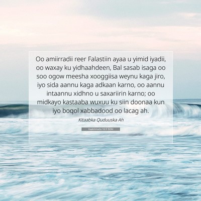 Picture 07 - Xaakinnada 16:5 SOM - Oo amiirradii reer Falastiin ayaa u yimid iyadii, - Bible Verse Picture