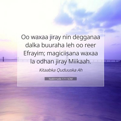 Picture 07 - Xaakinnada 17:1 SOM - Oo waxaa jiray nin degganaa dalka buuraha leh oo - Bible Verse Picture