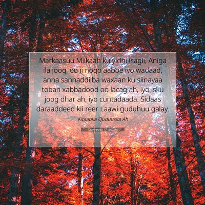 Picture 07 - Xaakinnada 17:10 SOM - Markaasuu Miikaah ku yidhi isagii, Aniga ila - Bible Verse Picture