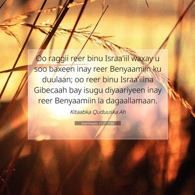 Picture 07 - Xaakinnada 20:20 SOM - Oo raggii reer binu Israa'iil waxay u soo baxeen - Bible Verse Picture