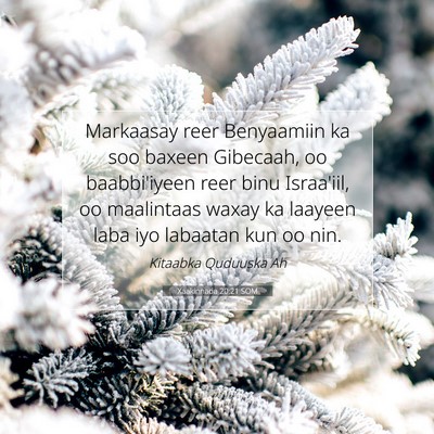 Picture 07 - Xaakinnada 20:21 SOM - Markaasay reer Benyaamiin ka soo baxeen Gibecaah, - Bible Verse Picture