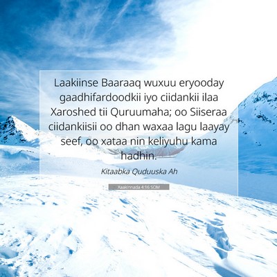 Picture 07 - Xaakinnada 4:16 SOM - Laakiinse Baaraaq wuxuu eryooday gaadhifardoodkii - Bible Verse Picture