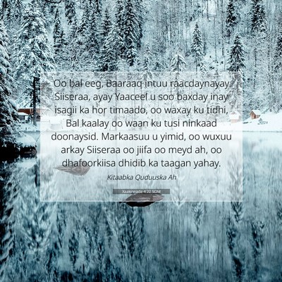 Picture 07 - Xaakinnada 4:22 SOM - Oo bal eeg, Baaraaq intuu raacdaynayay Siiseraa, - Bible Verse Picture