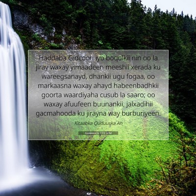 Picture 07 - Xaakinnada 7:19 SOM - Haddaba Gidcoon iyo boqolkii nin oo la jiray - Bible Verse Picture