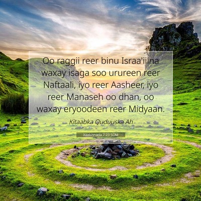 Picture 07 - Xaakinnada 7:23 SOM - Oo raggii reer binu Israa'iilna waxay isaga soo - Bible Verse Picture