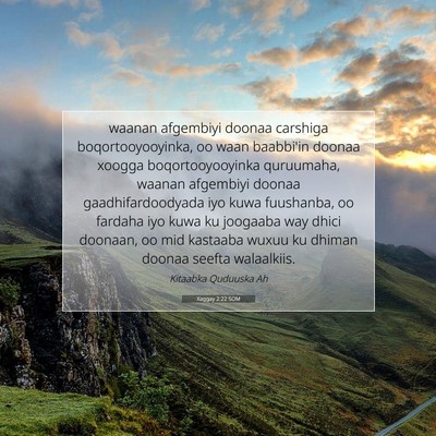 Picture 07 - Xaggay 2:22 SOM - waanan afgembiyi doonaa carshiga - Bible Verse Picture