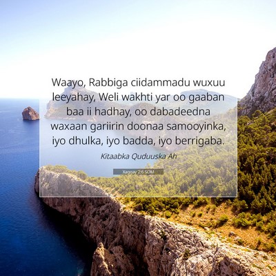 Picture 07 - Xaggay 2:6 SOM - Waayo, Rabbiga ciidammadu wuxuu leeyahay, Weli - Bible Verse Picture