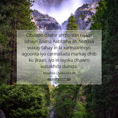Picture 07 - Yacquub 1:27 SOM - Cibaado daahir ah oo aan nijaas lahayn Ilaaha - Bible Verse Picture