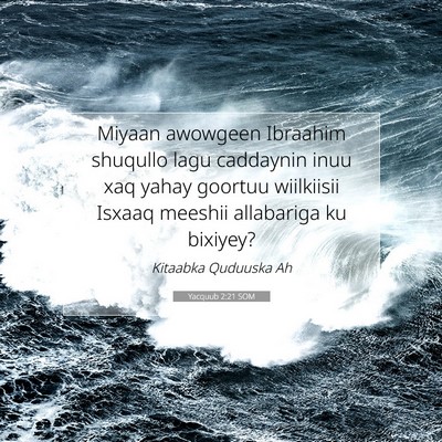 Picture 07 - Yacquub 2:21 SOM - Miyaan awowgeen Ibraahim shuqullo lagu caddaynin - Bible Verse Picture