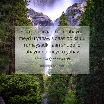 Picture 07 - Yacquub 2:26 SOM - Sida jidhkii aan ruux lahaynu meyd u yahay, - Bible Verse Picture