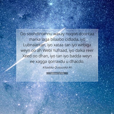 Picture 07 - Yashuuca 1:4 SOM - Oo soohdintiinnu waxay noqon doontaa marka laga - Bible Verse Picture