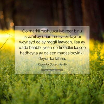 Picture 07 - Yashuuca 10:20 SOM - Oo markii Yashuuca iyo reer binu Israa'iil ay - Bible Verse Picture