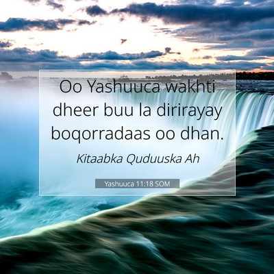 Picture 07 - Yashuuca 11:18 SOM - Oo Yashuuca wakhti dheer buu la dirirayay - Bible Verse Picture