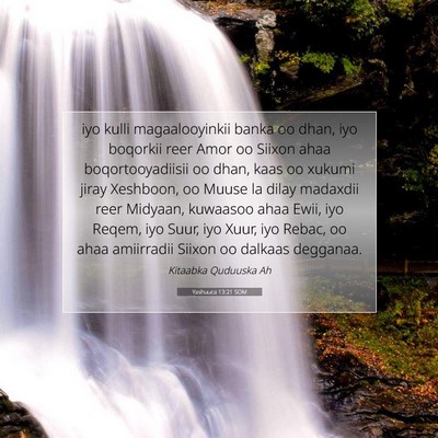 Picture 07 - Yashuuca 13:21 SOM - iyo kulli magaalooyinkii banka oo dhan, iyo - Bible Verse Picture