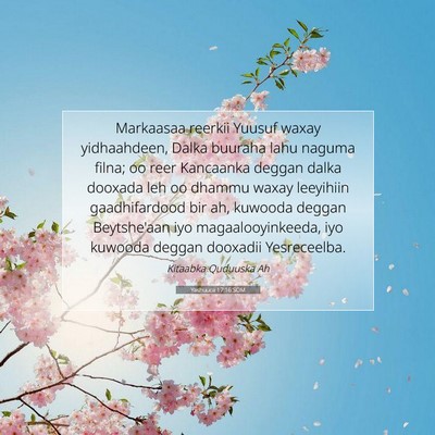 Picture 07 - Yashuuca 17:16 SOM - Markaasaa reerkii Yuusuf waxay yidhaahdeen, Dalka - Bible Verse Picture