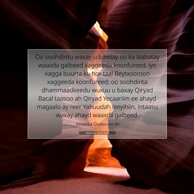 Picture 07 - Yashuuca 18:14 SOM - Oo soohdintu waxay u baxday oo ka laabatay waaxda - Bible Verse Picture
