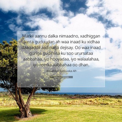 Picture 07 - Yashuuca 2:18 SOM - Markii aannu dalka nimaadno, xadhiggan dunta - Bible Verse Picture