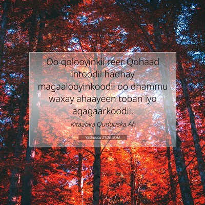 Picture 07 - Yashuuca 21:26 SOM - Oo qolooyinkii reer Qohaad intoodii hadhay - Bible Verse Picture
