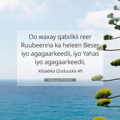 Picture 07 - Yashuuca 21:36 SOM - Oo waxay qabiilkii reer Ruubeenna ka heleen Beser - Bible Verse Picture