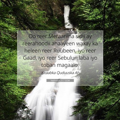 Picture 07 - Yashuuca 21:7 SOM - Oo reer Meraariina sidii ay reerahoodii ahaayeen - Bible Verse Picture