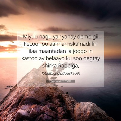 Picture 07 - Yashuuca 22:17 SOM - Miyuu nagu yar yahay dembigii Fecoor oo aannan - Bible Verse Picture