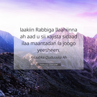 Picture 07 - Yashuuca 23:8 SOM - laakiin Rabbiga Ilaahiinna ah aad u sii xajista - Bible Verse Picture