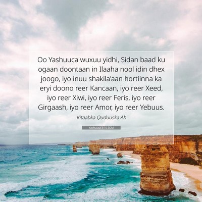 Picture 07 - Yashuuca 3:10 SOM - Oo Yashuuca wuxuu yidhi, Sidan baad ku ogaan - Bible Verse Picture