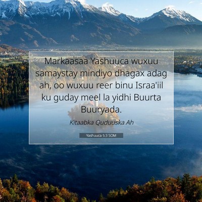 Picture 07 - Yashuuca 5:3 SOM - Markaasaa Yashuuca wuxuu samaystay mindiyo dhagax - Bible Verse Picture