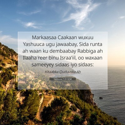 Picture 07 - Yashuuca 7:20 SOM - Markaasaa Caakaan wuxuu Yashuuca ugu jawaabay, - Bible Verse Picture
